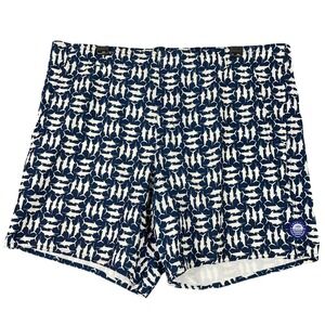 AFTCO Fishing Print Shorts Men M Drawstring Mesh Lined Performance Swimwear